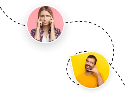 A man and woman face each other, both with their hands on their ears, appearing to listen intently.